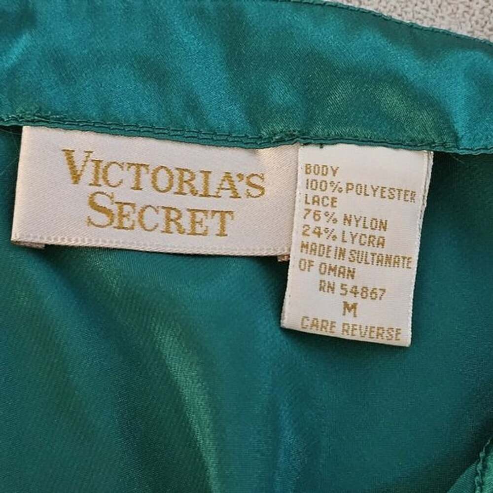 Vintage Victoria's Secret Gold Label Emerald Satin Lace Slip Nightgown M Maxi - Picture 5 of 6